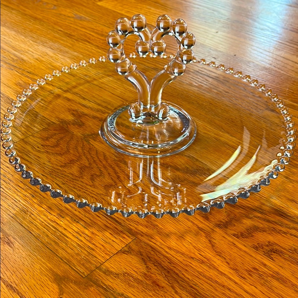 Imperial Candlewick hors d’oeuvres Tray with heart handle